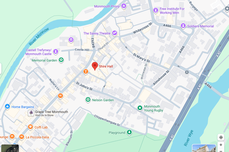 Shire Hall location in Monmouth