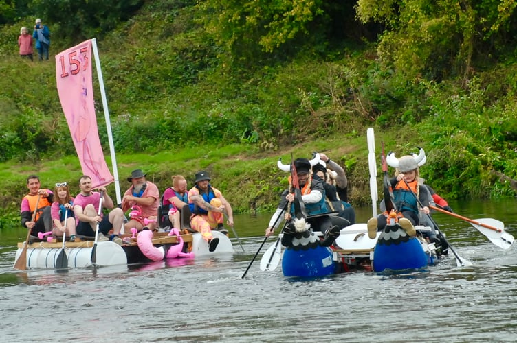Helmet heads meets pink power in the 58th Monmouth Raft Race
