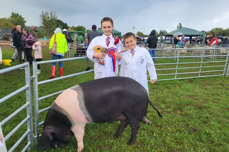 Lowri Hughes wins Champion Handler in the pig section and her brother Dafyyd came second in his section