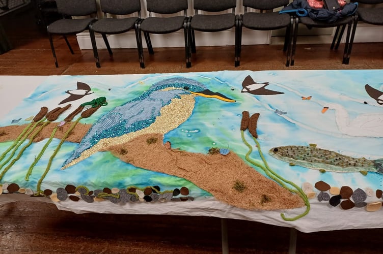 The tapestry celebrates the aquatic life in Gwent and is part of The Gwent Green Grid Partnership BioTapestry