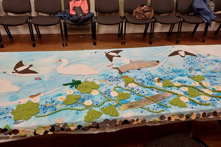  The tapestry celebrates the aquatic life in Gwent and is part of The Gwent Green Grid Partnership BioTapestry