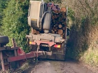 Repair work closes road damaged by shed timber load