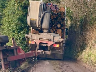 Repair work closes road damaged by shed timber load