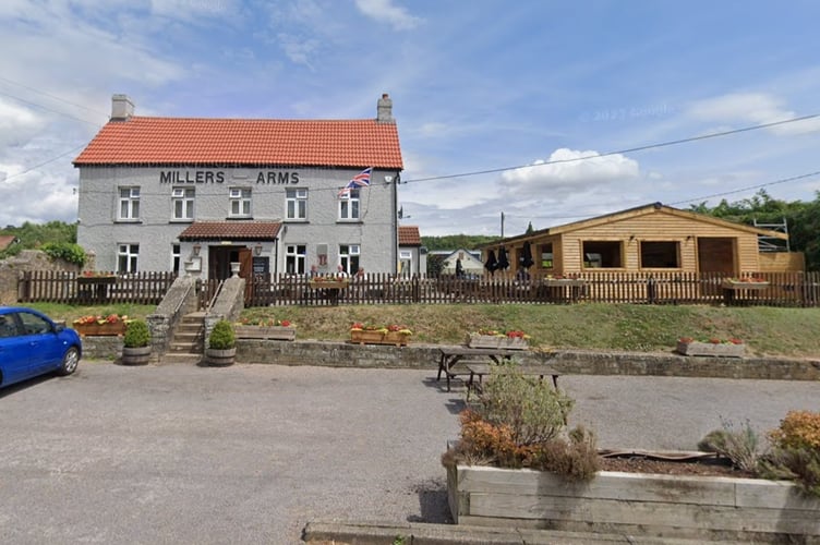 The Millers Arms in Mathern and to the right the 'Dog House'. 