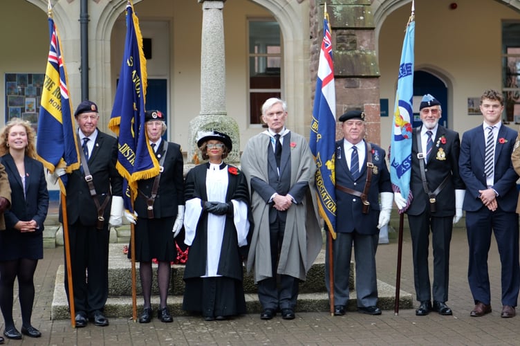 Remembering Armistice Day at the school's war memorial