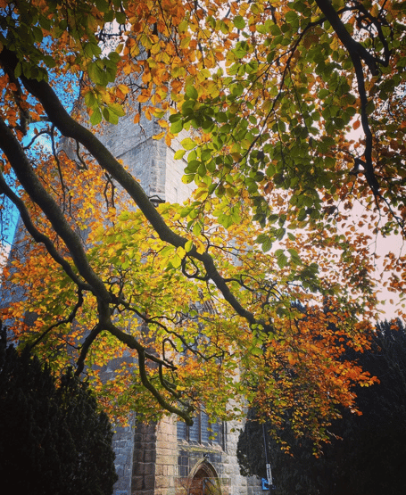photo outside St Mary's Church in Monmouth 