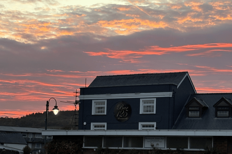 photo of sunset showing new bar and restaurant,  Bar 125 
