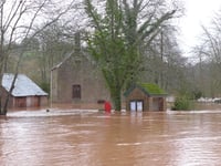 Skenfrith on a flood warning