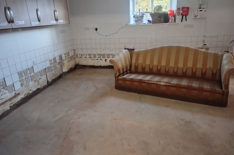 Skenfrith hall's kitchen area was awaiting a replacement kitchen after Storm Bert