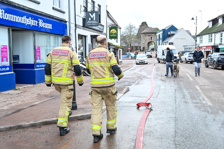 Monmouth flooding after Storm Claudia.November 16 2025. People are rallying together to help householders and businesses hit by unprecedented flooding in Monmouth. A major incident has been declared in the town by South Wales Fire and Rescue Service with crews helping dozens of people to safety.  Natural Resources Wales (NRW) had issued four severe flood warnings amid concern of a "significant risk to life" with the River Monnow reaching record levels, exceeding those recorded during Storm Dennis in 2020 and Storm Bert in 2024. 