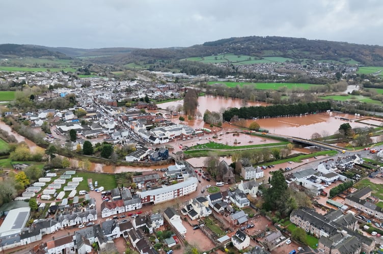 A drone shot of the flooding in Monmouth
