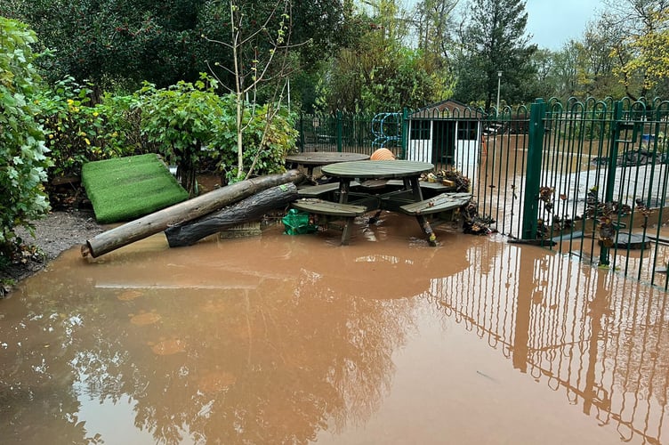 Osbaston School's grounds were greet deep in floodwater