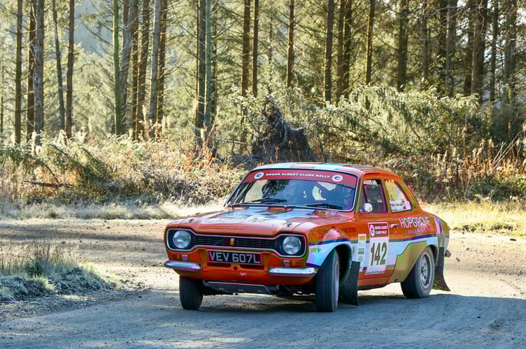 Dave Hopkins and Richard Wise's broken suspension ended their rally while leading their class