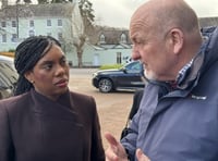 Kemi Badenoch welcomed to Monmouth by Peter Fox