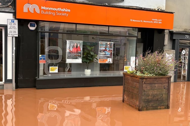 Monmouthshire Building Society was among businesses hit by the flooding