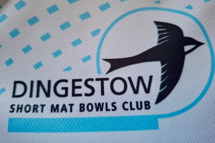 The club logo on the new Dingestow Short Mat Bowls Club shirts