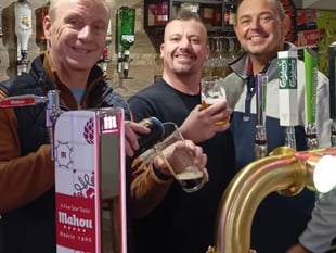 Celebrating the reopening of The Little Jockey pub