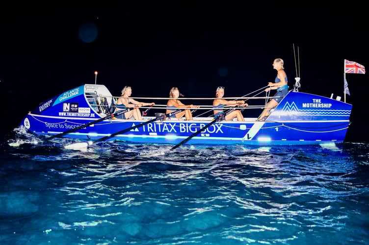 The Mothership rows into Antigua after crossing the Atlantic. Photo: Felicity Ashley