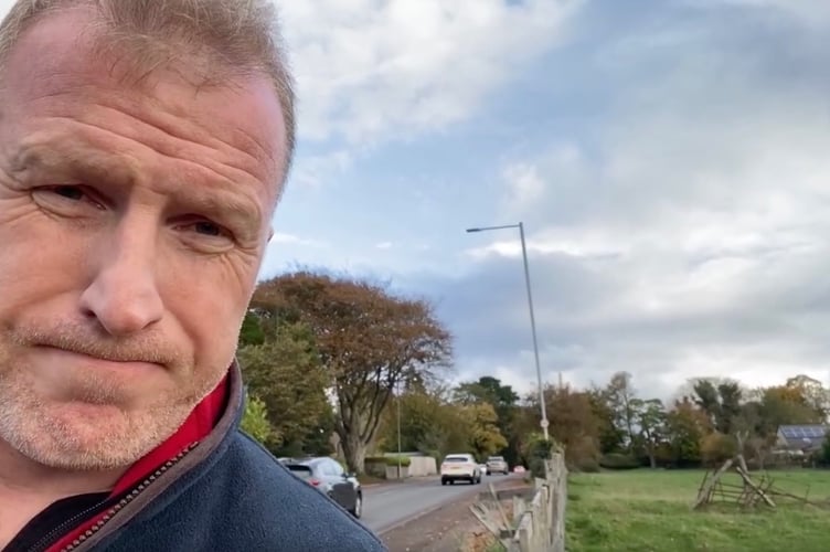 Cllr Paul Pavia, who represents Chepstow's Mount Pleasant ward, at the proposed development site at Mounton Road. Picture: Supplied