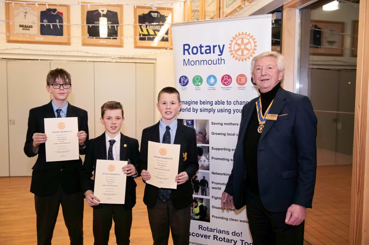 Llewi Evans with Harry Walker and Eric Williams and Rotary President Bill Parnell