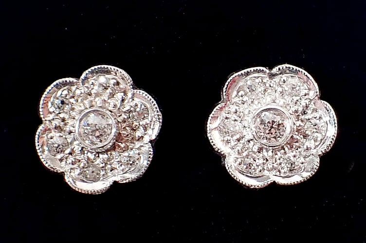 Pair of Diamond Floral Cluster Earrings