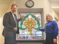 MP dedicates village school's new stained-glass window 