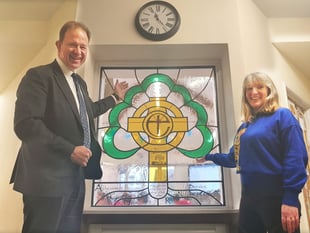MP dedicates village school's new stained-glass window 