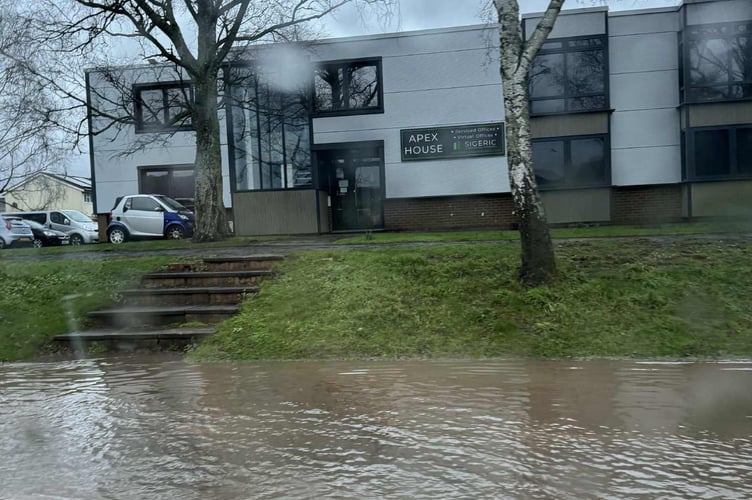 Wonastow Road in Monmouth flooded after Storm Chandra
