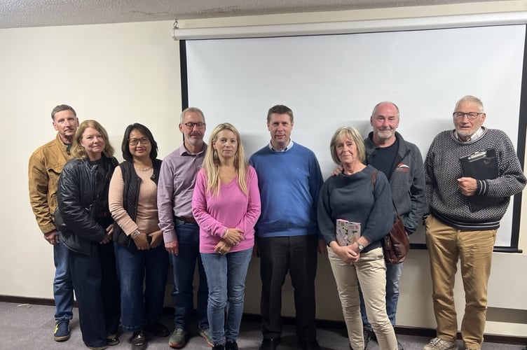 Councillors Richard John and Jayne McKenna with Penallt residents