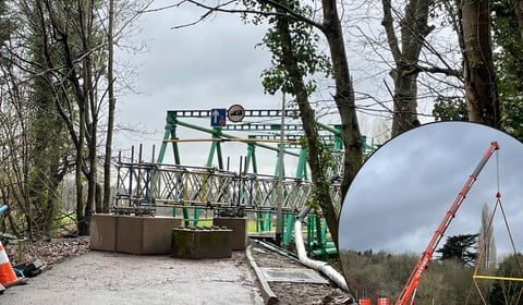 Surprise weight of Inglis Bridge halts crane operation