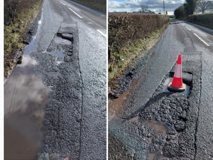 Motorists furious as vehicles damaged by huge potholes  