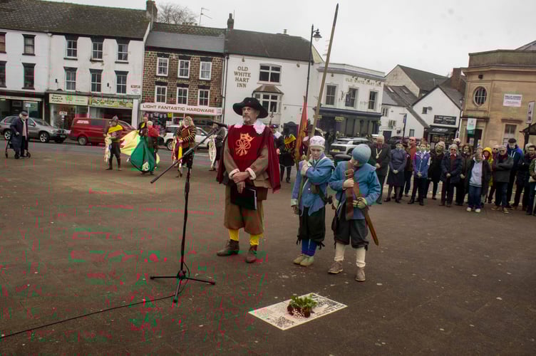 Keith James of Woolaston recites a prayer.