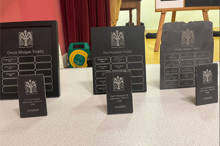 The trophies at the Memorial Trophies photography event in Dingestow