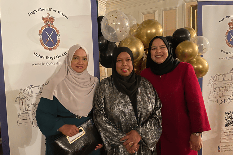 Deqa Ahmed, Club Manager, KidCare4U (middle) with friends at High Sheriff of Gwent Awards Ceremony