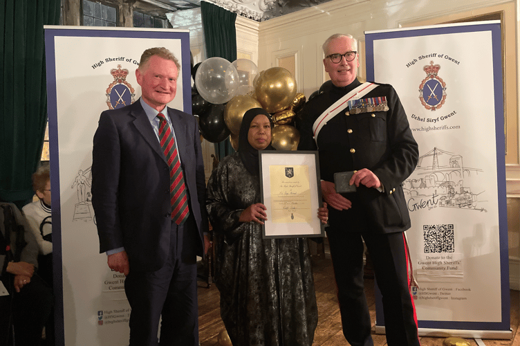 Ms Deqa Ahmed, Club Manager at KidCare4U in Newport, collected award at the High Sheriff of Gwent ceremony
