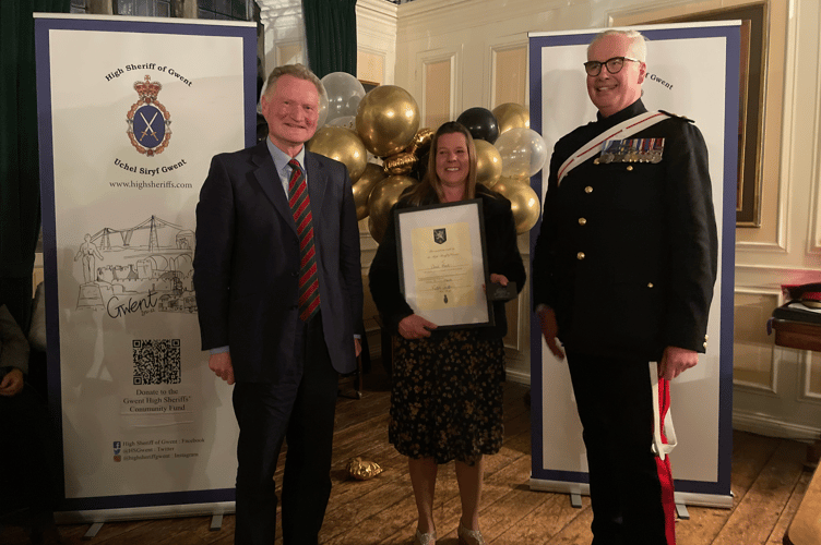 Clair Beard, Co-owner of The Robin Hood in Monmouth collected award 