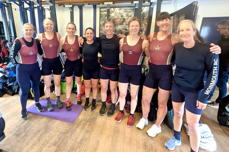 The Monmouth RC Masters E women's 8 were just half a second off class victory
