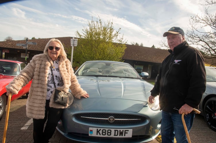 Ruth and David Fisher with their Jaguar XK8.