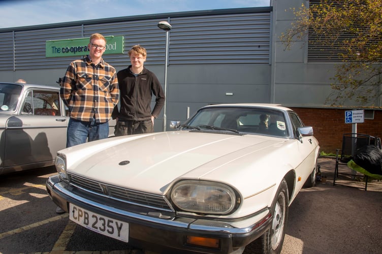 Tom and Nick Garland of Cinderford with a Jaguar XJS