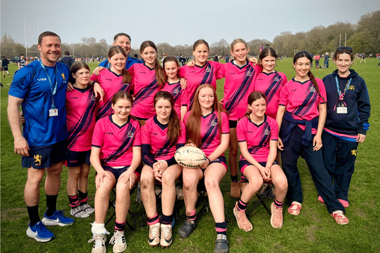 U16s girls' rugby squad at Haberdashers' Monmouth School