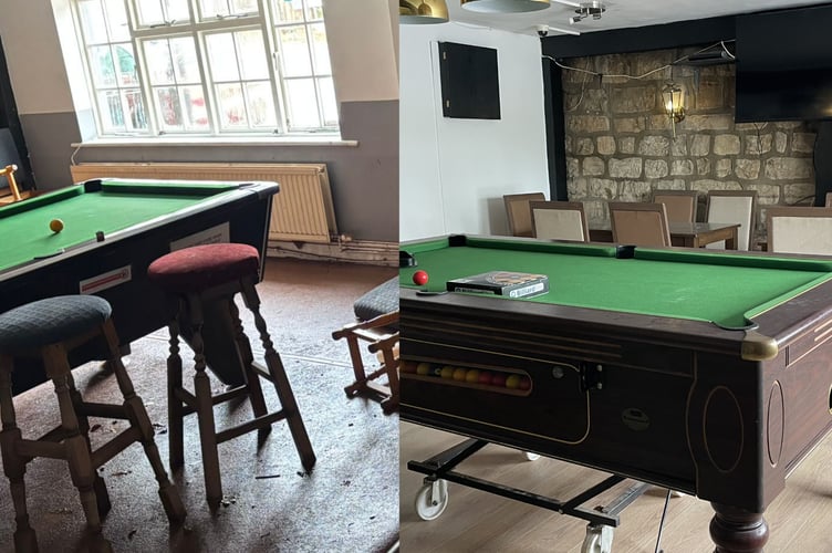 Pool table before and after 