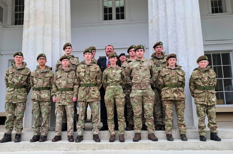 The 12 current CCF cadets at Haberdashers' Monmouth School