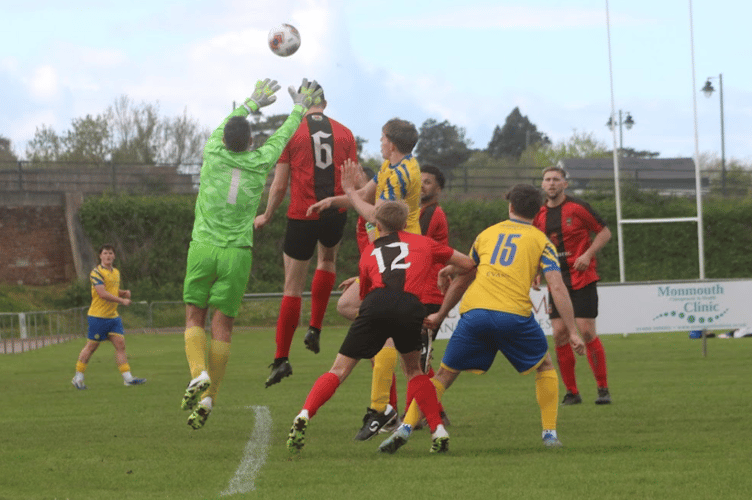Goalmouth action from Monmouth 2nds' home game