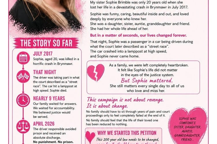 Sophie Brimble petition poster