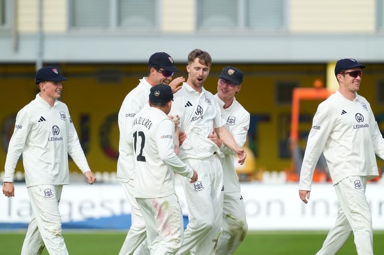 Craig Miles of Gloucestershire celebrates the wicket of  Northamptonshire's Luke Procter on Day Two of their Rothesay County Championship Division Two match.  (Photo: Rachel Le Poidevin/PPAUK)
