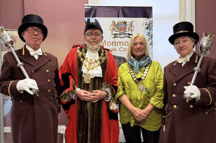 New Mayor and Deputy with Macebearers: Macebearer John Moylett, Mayor Cllr Rob Barrell, Deputy Mayor Gail Brehany and Macebearer Caroline Bright (left to right)
