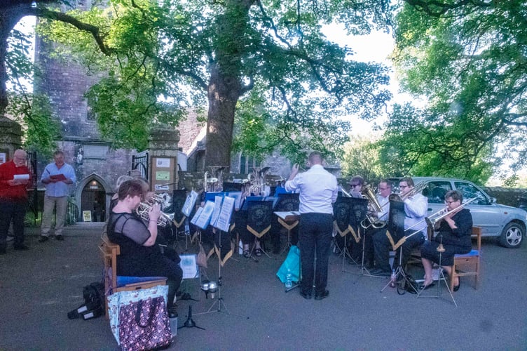 Parkend Band provided the music for hymn singing.