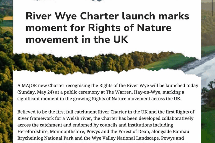 Robert Plant shares article on the River Wye Charter launch to protect the River Wye.