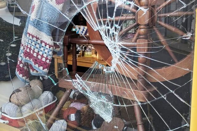 Bloodied glass preserved after window smashed