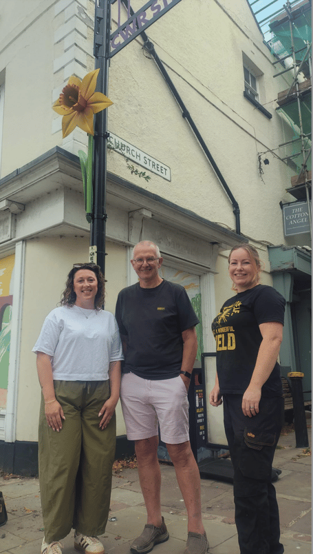 Caitlin Williams Town Clerk, Roger Hoggins and designer Clare McHugh 